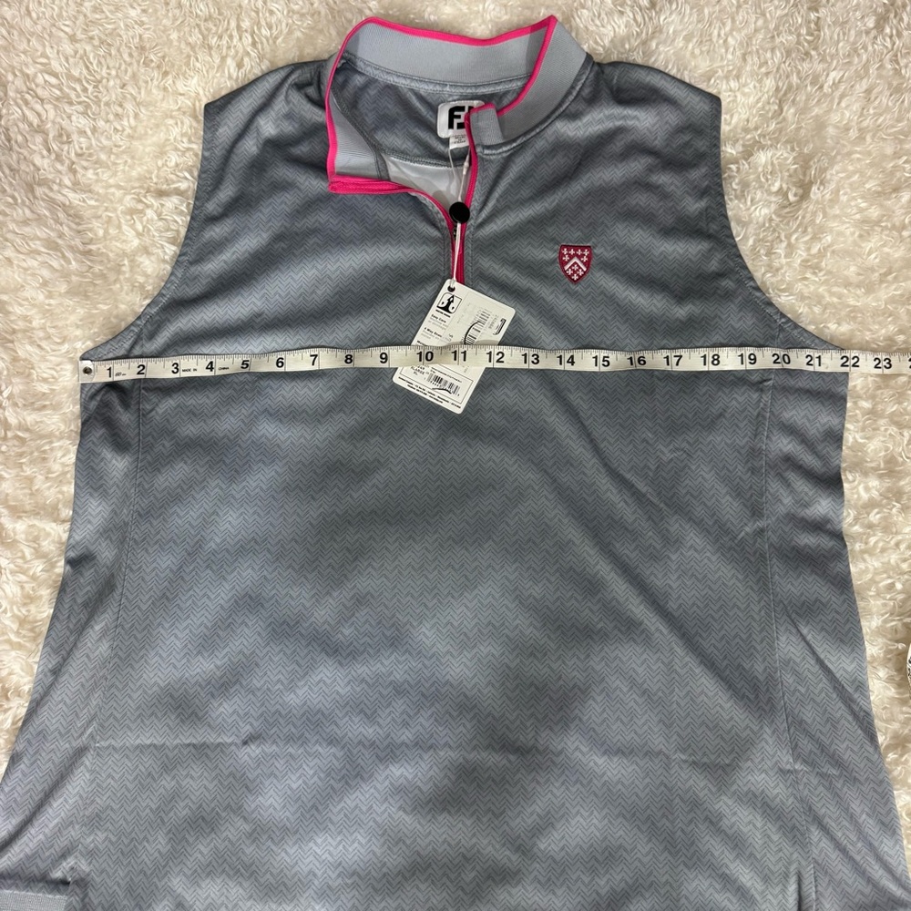 FootJoy Performance Quarter-Zip Sleeveless Golf Vest Gray Pink Chevron Sz XL NEW - Picture 3 of 10